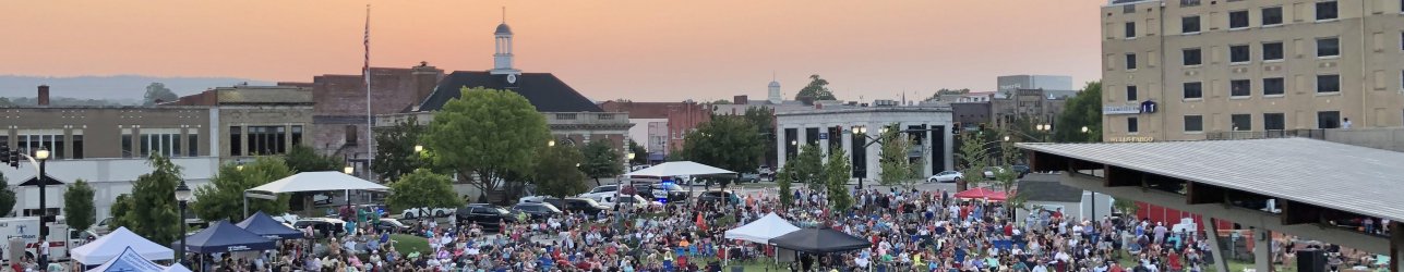 A concert at Burr Park at sunset